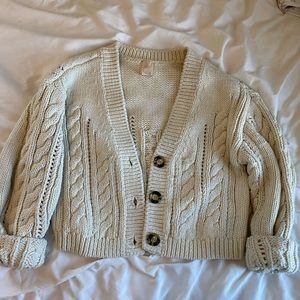 H&M cableknit cream cardigan